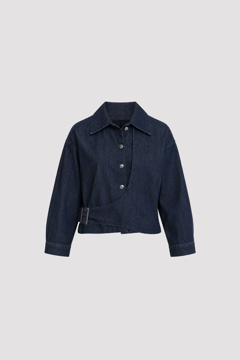 Buckled Denim Jacket Navy Blue