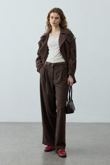 Trabilla Tensel Ceket Kahverengi