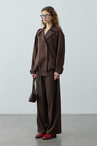 Trabilla Tensel Ceket Kahverengi