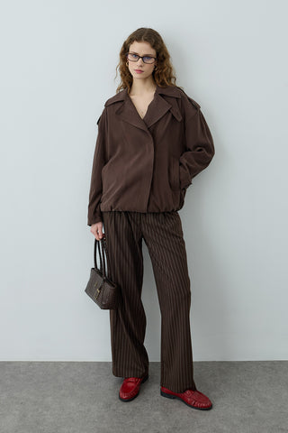 Trabilla Tensel Ceket Kahverengi