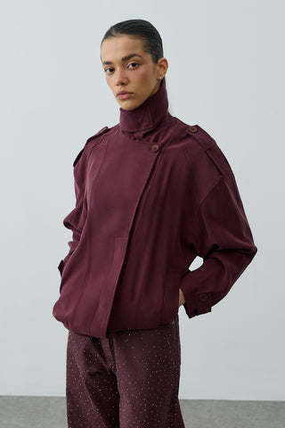 Trabilla Tensel Ceket Mürdüm