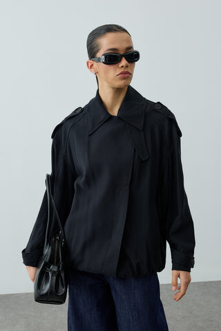 Trabilla Tensel Ceket Siyah