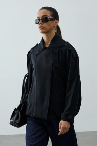 Trabilla Tensel Ceket Siyah