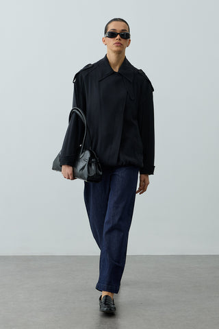 Trabilla Tensel Ceket Siyah