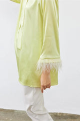 Tüy Detaylı Kadın Üst Açık Yeşil