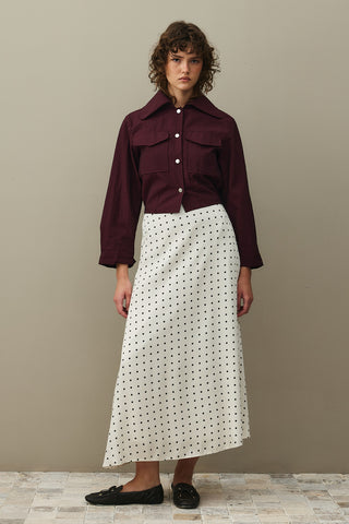 Twill Puantiye Etek Ekru