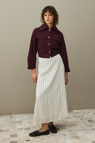 Twill Puantiye Etek Ekru