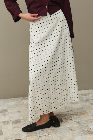 Twill Puantiye Etek Ekru