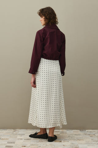 Twill Puantiye Etek Ekru