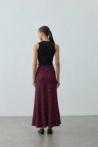 Twill Puantiye Etek Mürdüm