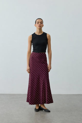 Twill Puantiye Etek Mürdüm