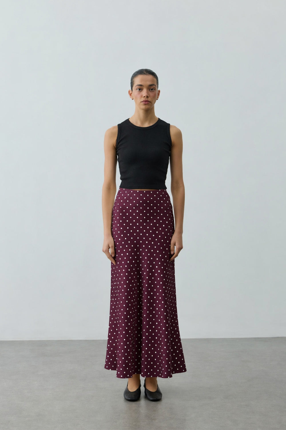 Twill Puantiye Etek Mürdüm