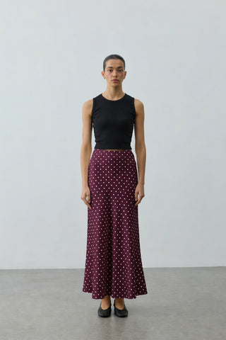 Twill Puantiye Etek Mürdüm