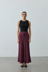 Twill Puantiye Etek Mürdüm