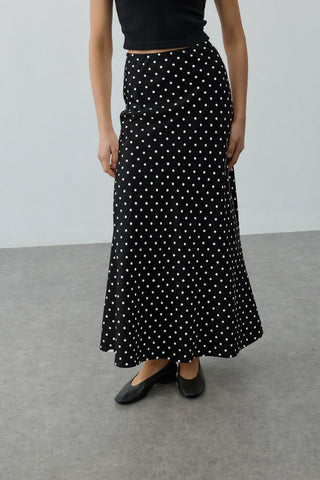 Twill Puantiye Etek Siyah