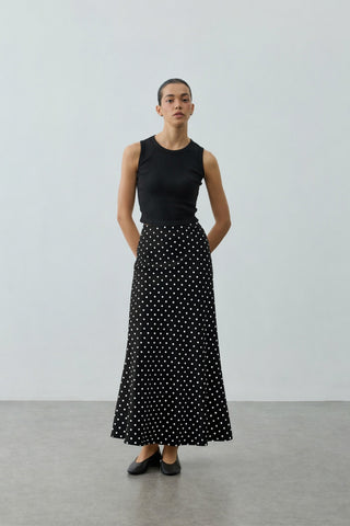 Twill Puantiye Etek Siyah