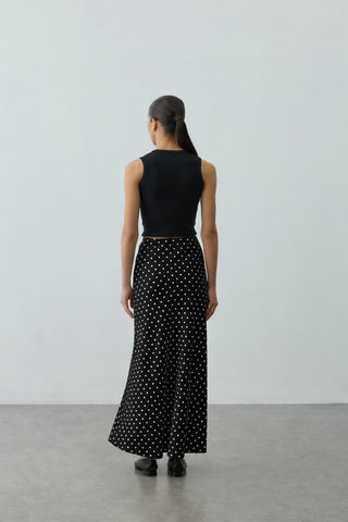 Twill Puantiye Etek Siyah