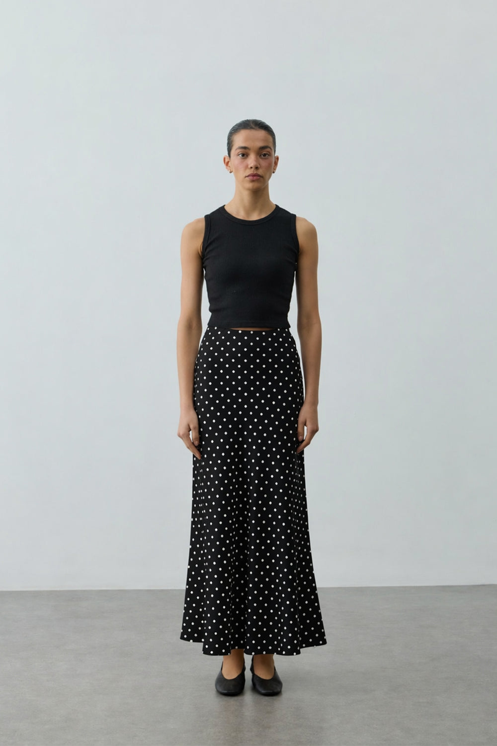 Twill Puantiye Etek Siyah