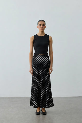 Twill Puantiye Etek Siyah