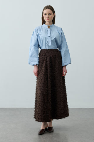 Üç Boyutlu Pensli Etek Kahverengi