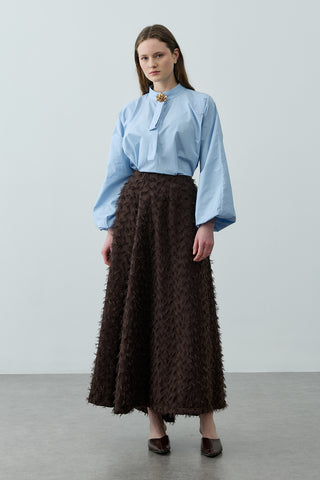 Üç Boyutlu Pensli Etek Kahverengi