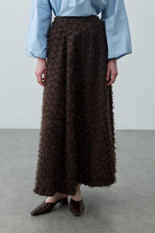 Üç Boyutlu Pensli Etek Kahverengi