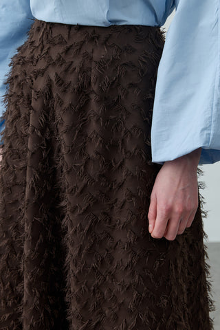 Üç Boyutlu Pensli Etek Kahverengi