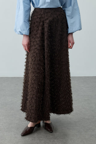 Üç Boyutlu Pensli Etek Kahverengi