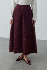 Üç Boyutlu Pensli Etek Mürdüm