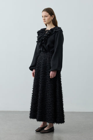 Üç Boyutlu Pensli Etek Siyah