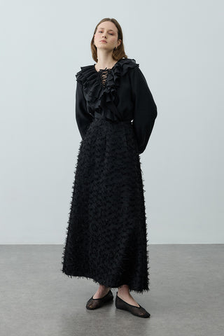 Üç Boyutlu Pensli Etek Siyah