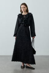 Üç Boyutlu Pensli Etek Siyah