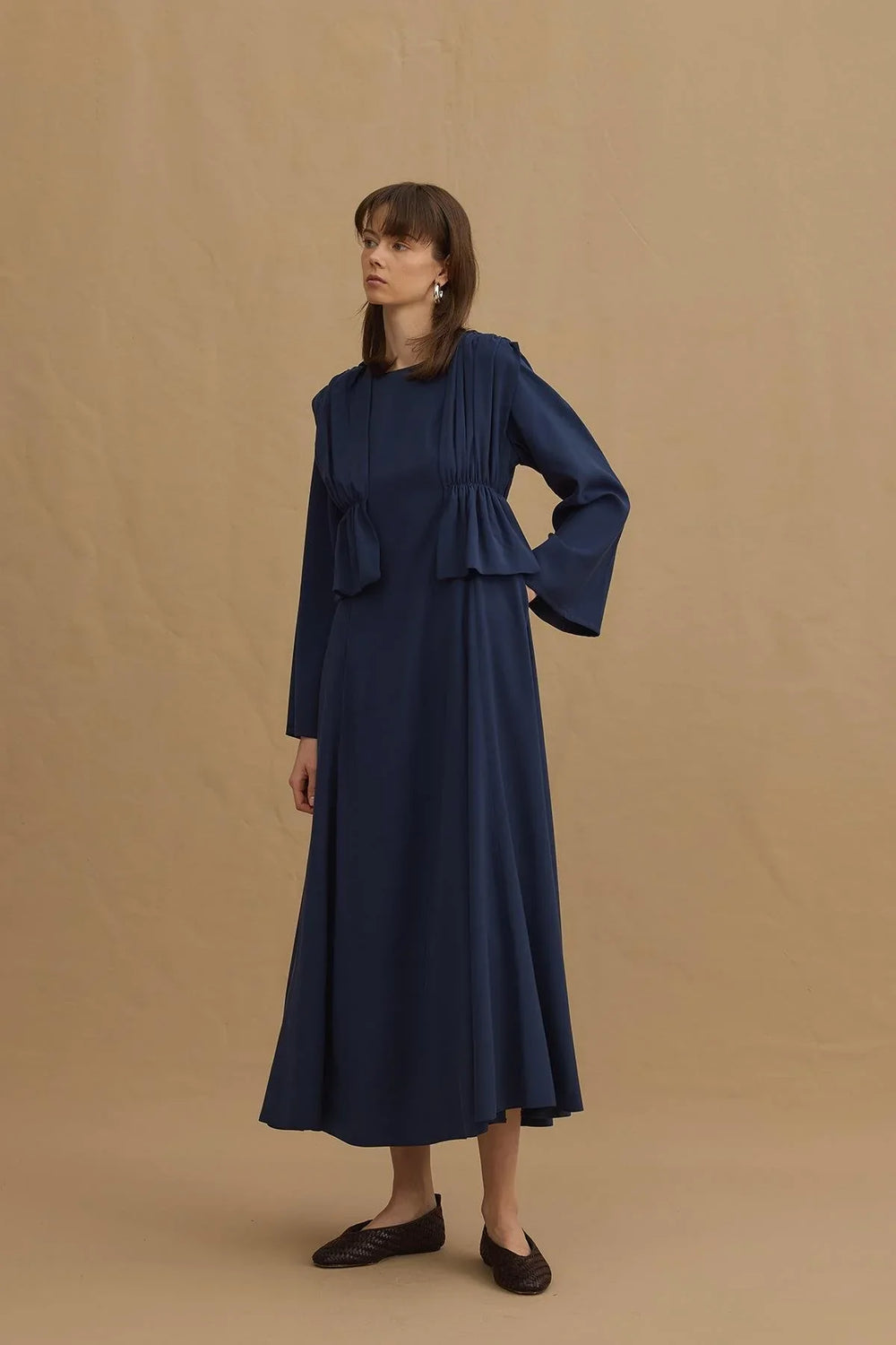 Top-Piece Tencel Dress Navy Blue