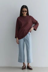 Long Sleeve Basic Sweater Claret Red