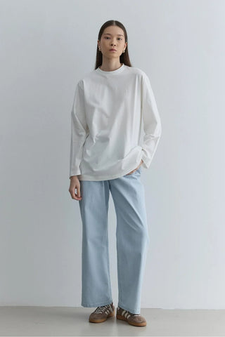 Uzun Kollu Basic Sweat Ekru - Fahhar Design