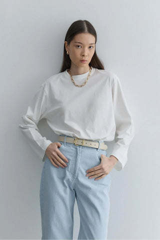 Uzun Kollu Basic Sweat Ekru - Fahhar Design