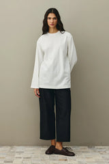 Uzun Kollu Basic Sweat Ekru