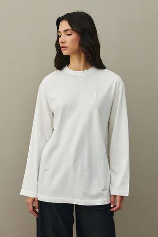 Uzun Kollu Basic Sweat Ekru