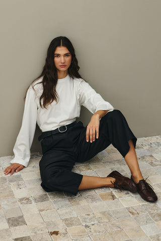 Uzun Kollu Basic Sweat Ekru