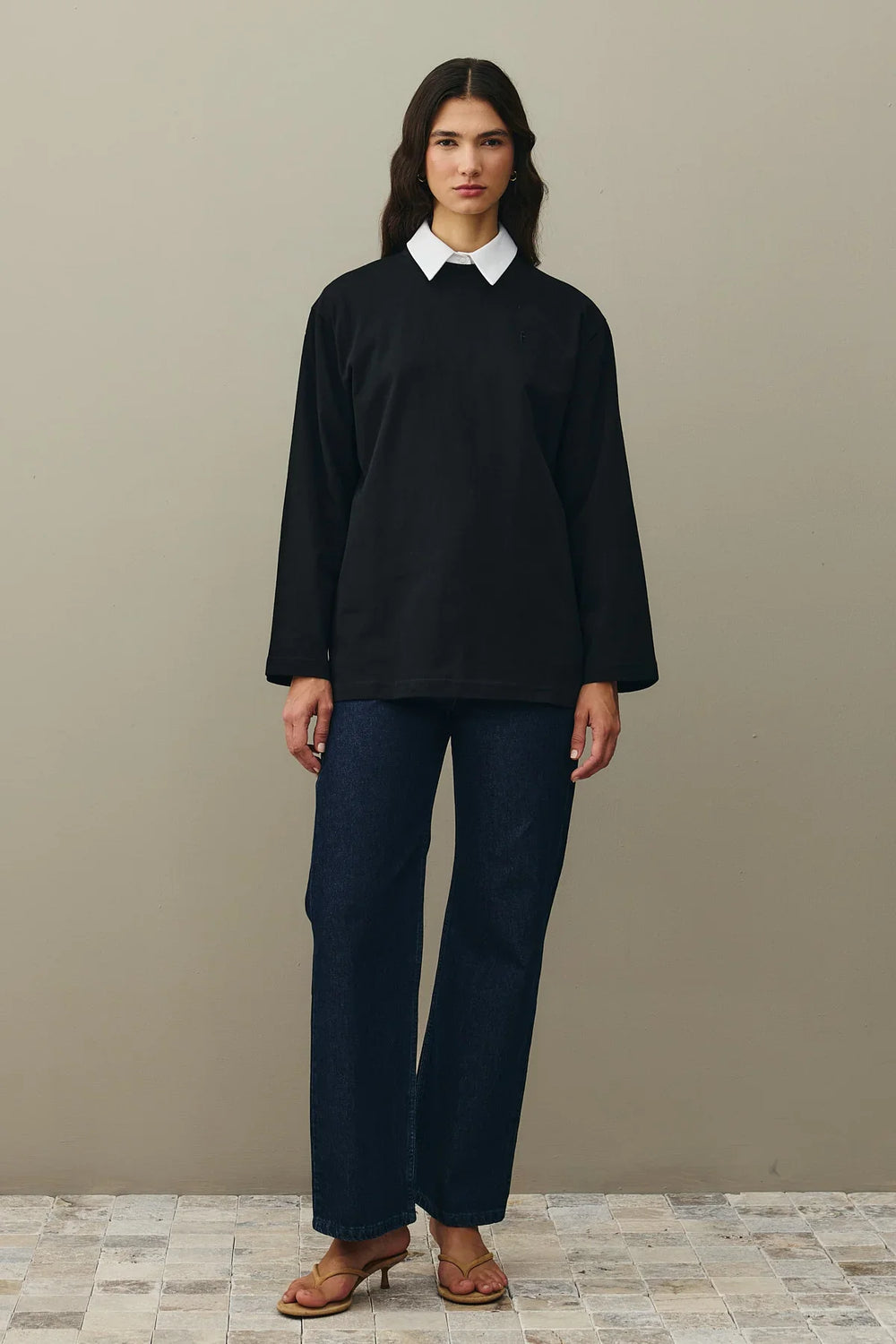 Uzun Kollu Basic Sweat Siyah
