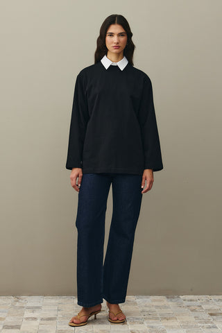 Uzun Kollu Basic Sweat Siyah