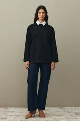 Uzun Kollu Basic Sweat Siyah