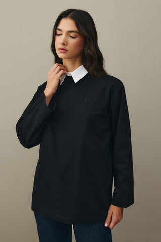 Uzun Kollu Basic Sweat Siyah