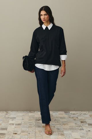 Uzun Kollu Basic Sweat Siyah