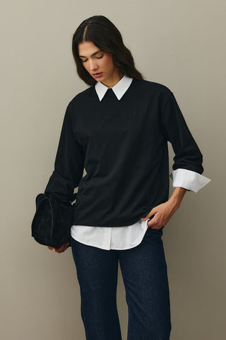 Uzun Kollu Basic Sweat Siyah