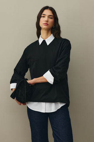 Uzun Kollu Basic Sweat Siyah