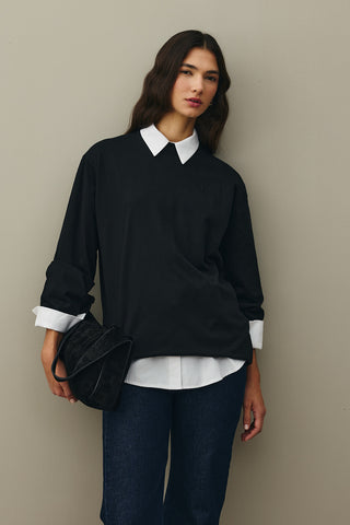 Uzun Kollu Basic Sweat Siyah