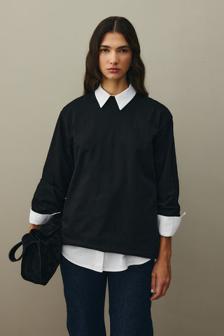 Uzun Kollu Basic Sweat Siyah