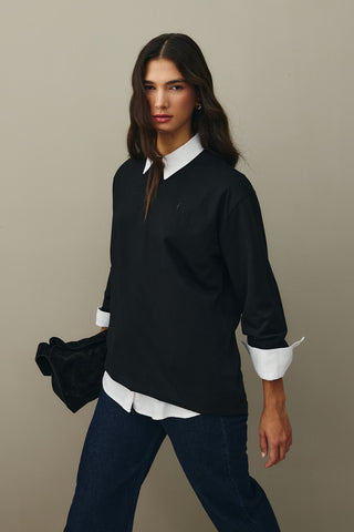 Uzun Kollu Basic Sweat Siyah