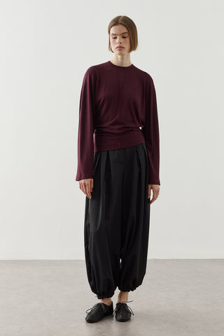 Uzun Kollu Drape Bluz Mürdüm